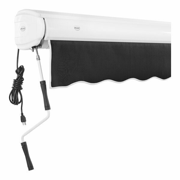 Awntech Key West 12' Black Heavy-Duty Left Motor Retractable Patio Awning with Protective Hood 237FCL12K